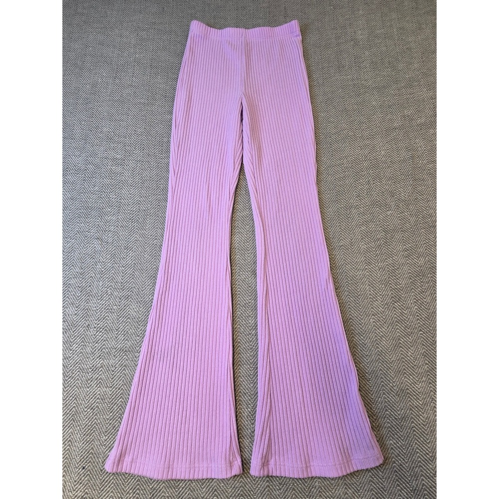 Old Navy CozePlush Flare Pants Girls Large 10-12 Purple Ribbed High Rise Pull On